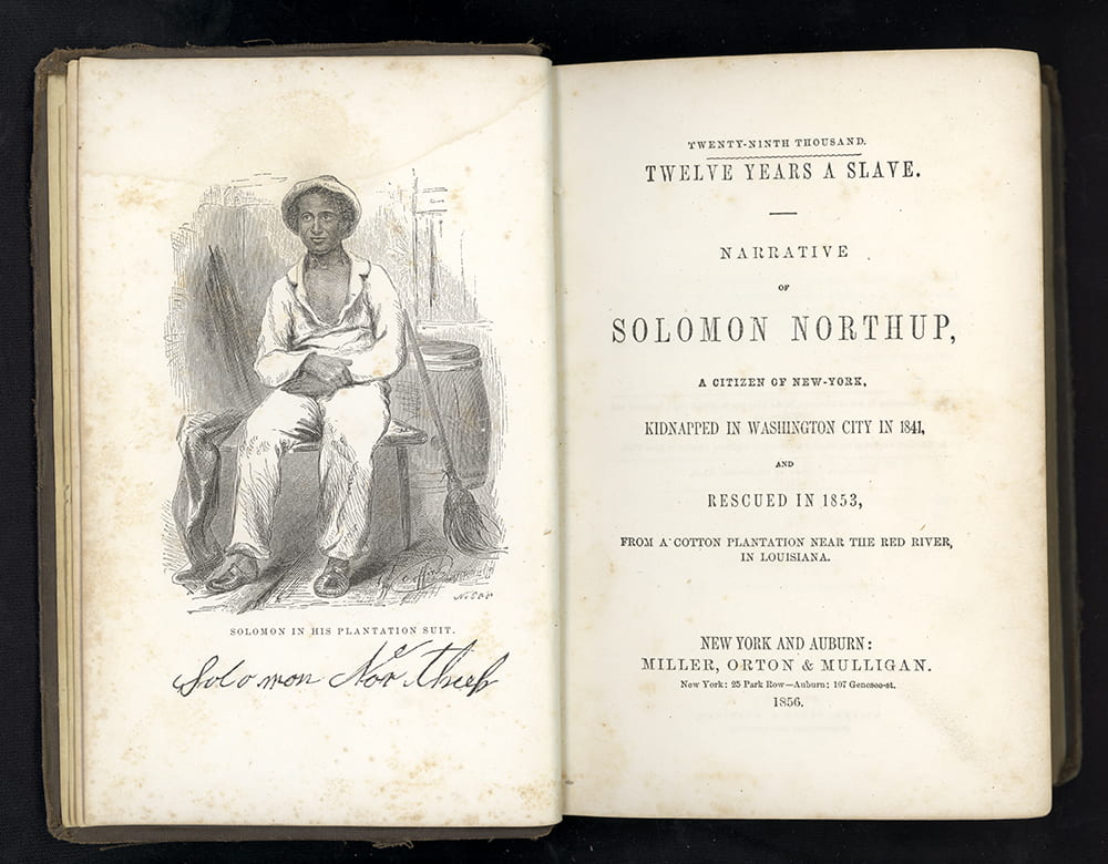 Illustration of an African Americanman sitting in the 12 years of slave book