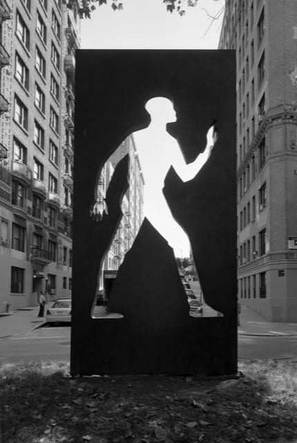 A cut-out of a man - public art